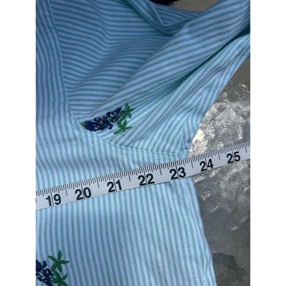 VTG Casey Coleman Blouse Women's XL Striped Floral Embroidery Cottage Grannycore - Picture 6 of 7
